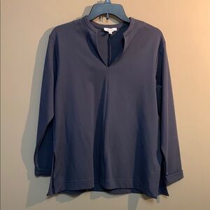 HAVEN women’s Modest V-Neckl Tunic Top Small Grey Minimalist Organic Cotton